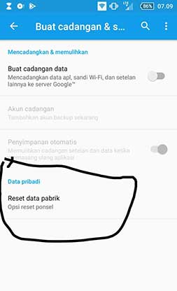 reset data pabrik