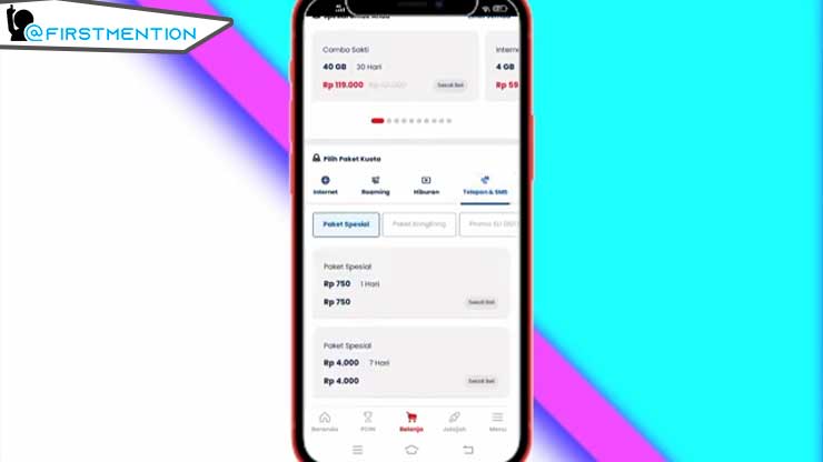 Nantinya akan ada 4 pilihan pada menu Pilih Paket Kuota Pilihlah menu Telepon Dan SMS