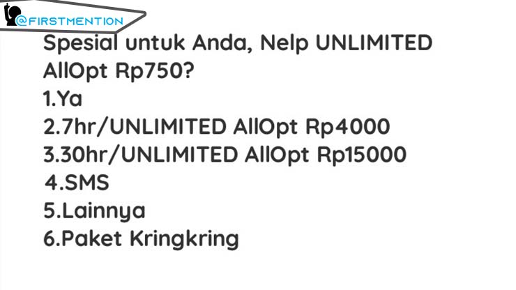 Setelah itu akan muncul beberapa pilihan paket nelpon pilihlah sesuai kebutuhan kamu contoh 2. 7hrHingga SEPUASNYA. Lalu klik ikon Kirim