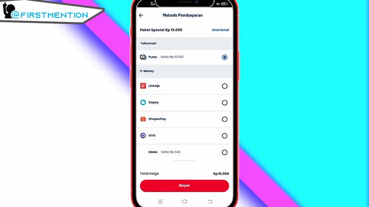 Terakhir pilihlah metode pembayaran pastikan saldo atau pulsa cukup untuk melakukan transaksi