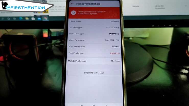 berhasil bayar Indihome lewat Shopee