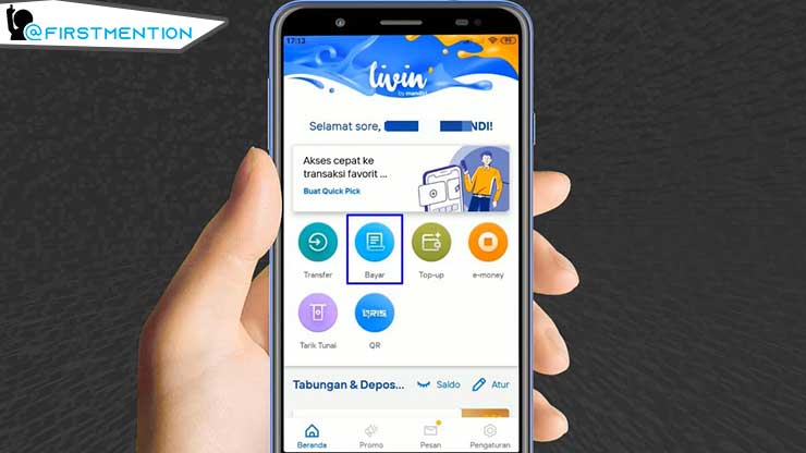 pada tampilan pertama pilihlah menu Bayar